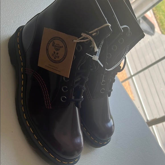 Dr. Martens Shoes - Dr. Martens Black Combat Boots women’s Burgundy size 7